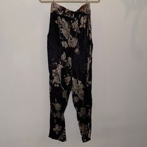 Etro Black Floral Satin Jumpsuit